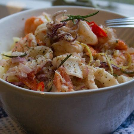 Prawn, Squid, and Chilli Fusilli