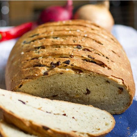 Onion, Red Chilli, and Black Olive Bread