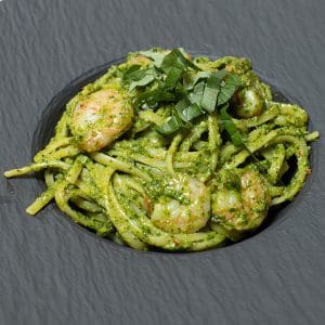Prawn Linguine with Chilli Pesto